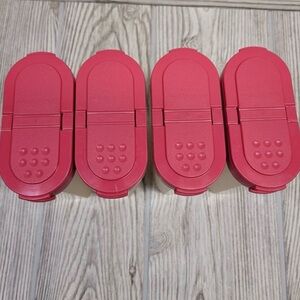 4 Tupperware‎ Large Modular Mates Spice Containers Hot Pink Shaker Lid Cover Vtg